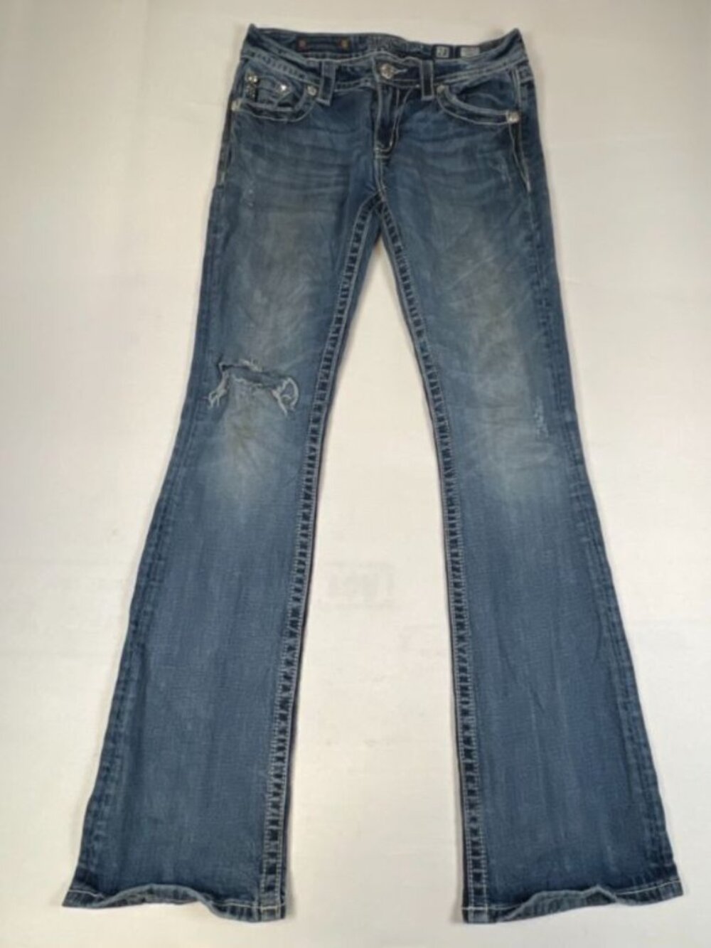 Women’s Blue Distressed Flare Jeans